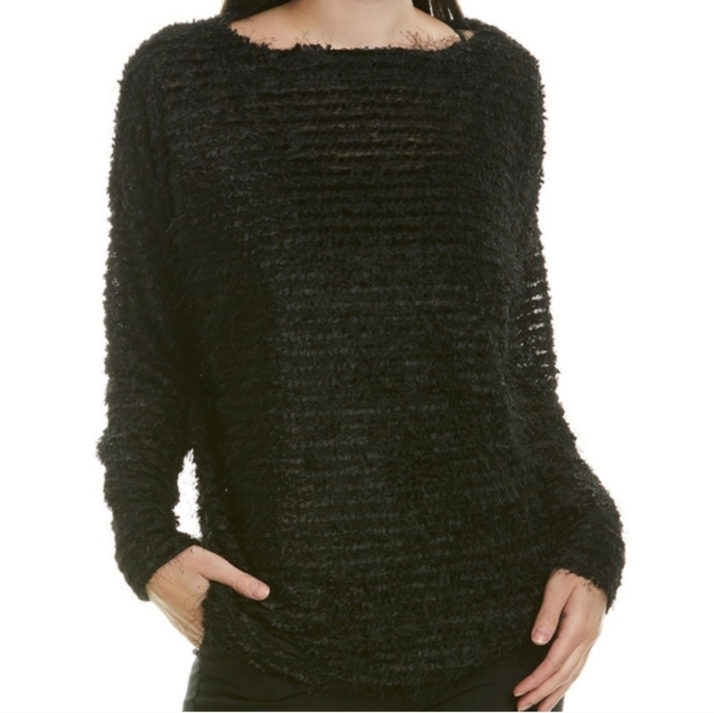 JONES NEW YORK FUZZY EYELASH KNIT BLACK OVERSIZED SWEATER SMALL